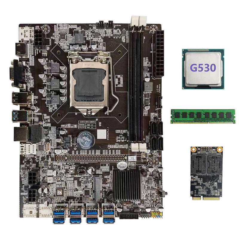 B75 Usb Btc Mining Motherboard+g530 Cpu+ddr3 4gb 1600mhz Ram