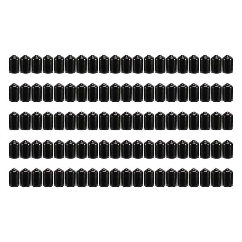100pcs Rubber End Caps 9.5mm Id Pvc Round Tube Bolt Cap Cover Black