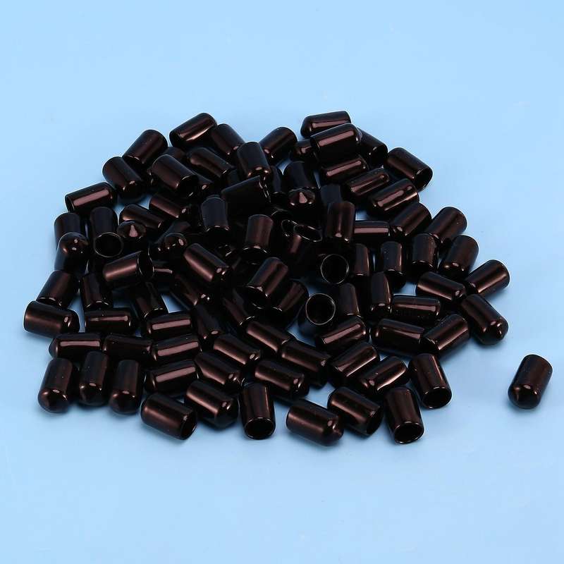 100pcs Rubber End Caps 9.5mm Id Pvc Round Tube Bolt Cap Cover Black