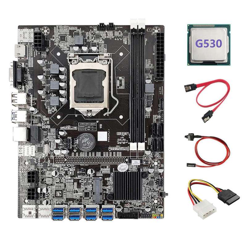 B75 Eth Mining Motherboard 8xpcie to Usb+g530 Cpu Lga1155 Motherboard