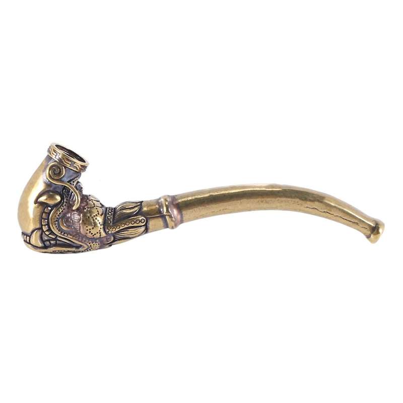 Antique Brass Smoking Pipe Bent Tobacco Tube Handmade Home Decoration