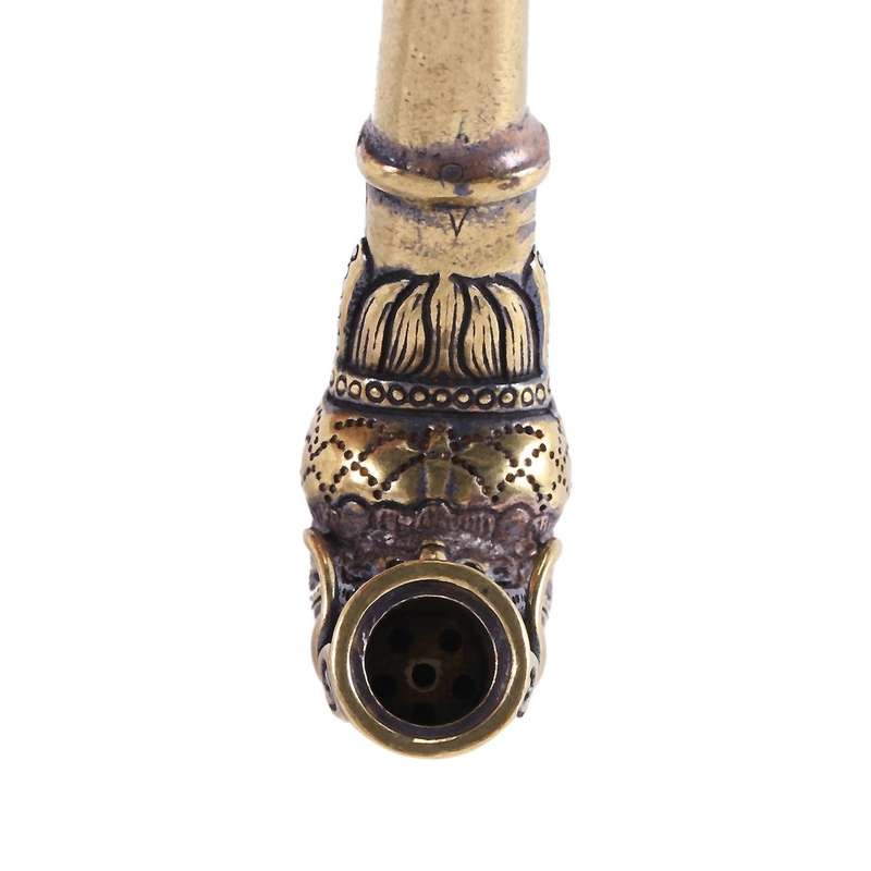 Antique Brass Smoking Pipe Bent Tobacco Tube Handmade Home Decoration