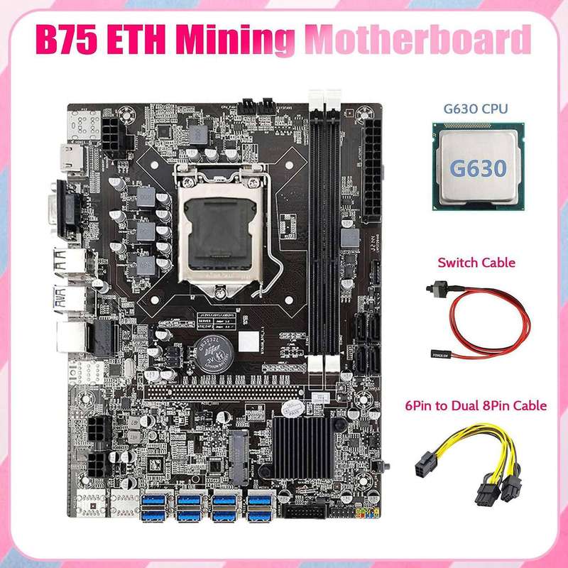 B75 Eth Mining Motherboard 8xpcie to Usb+cpu+switch Cable Lga1155