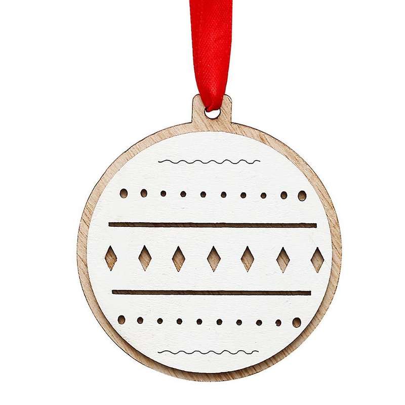 Christmas Pendant, Wooden Christmas Ball Pattern Ornaments