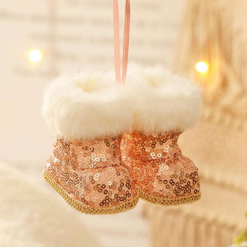 Christmas Plush Boot Shoe Toy Xmas Tree Hanging Pendant Ornaments, B