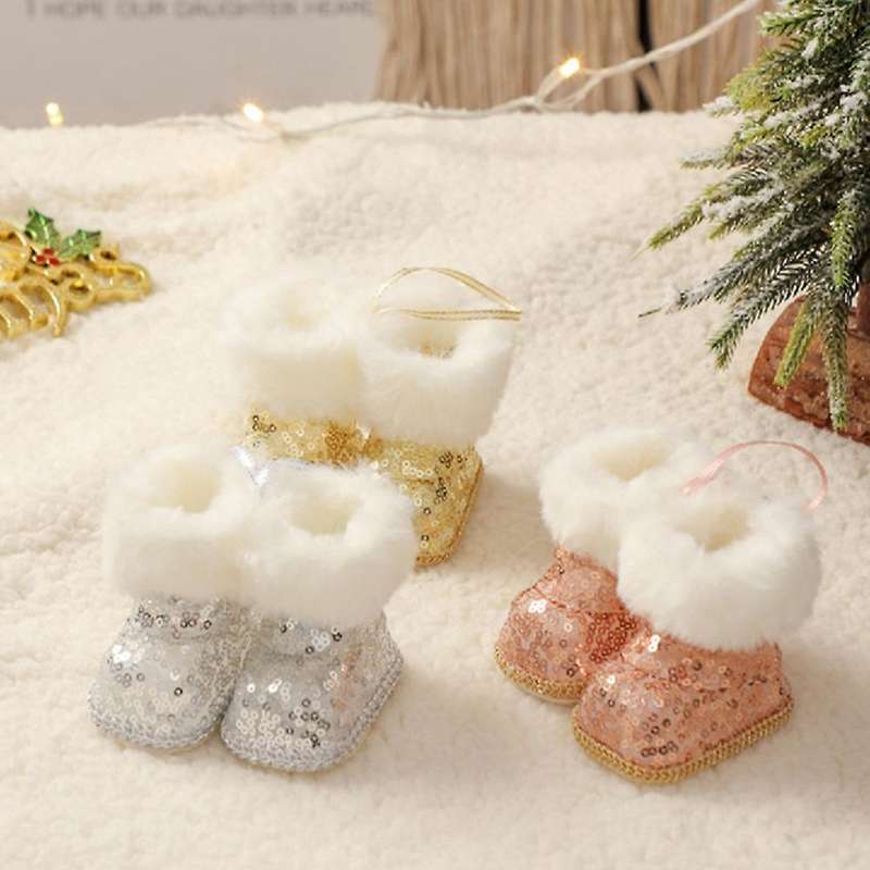Christmas Plush Boot Shoe Toy Xmas Tree Hanging Pendant Ornaments, B