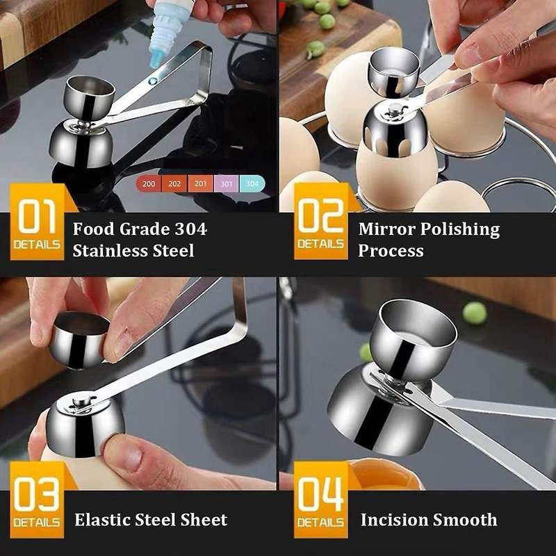 Egg Shell Opener Egg Topper Cutter, Stainless Steel Egg Cracker