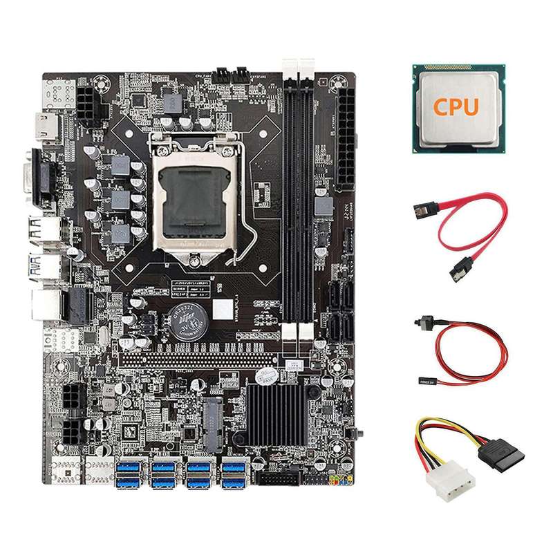B75 Eth Mining Motherboard 8xpcie to Usb+cpu+4pin Ide to Sata Cable