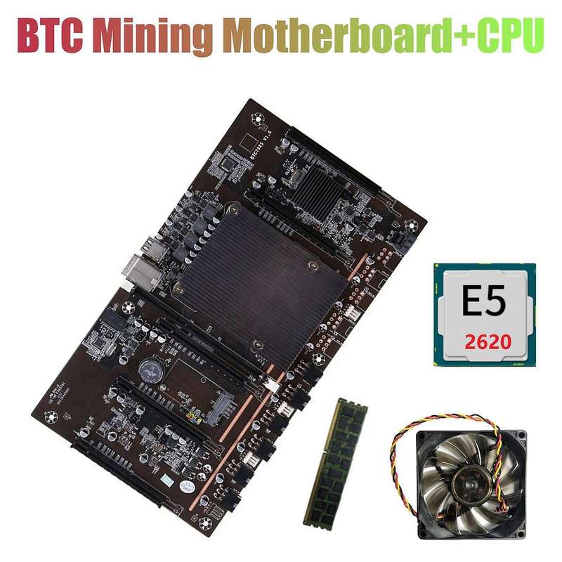 X79 H61 Btc Miner Motherboard with E5 2620 Cpu+recc 4g Ddr3 Ram+fan
