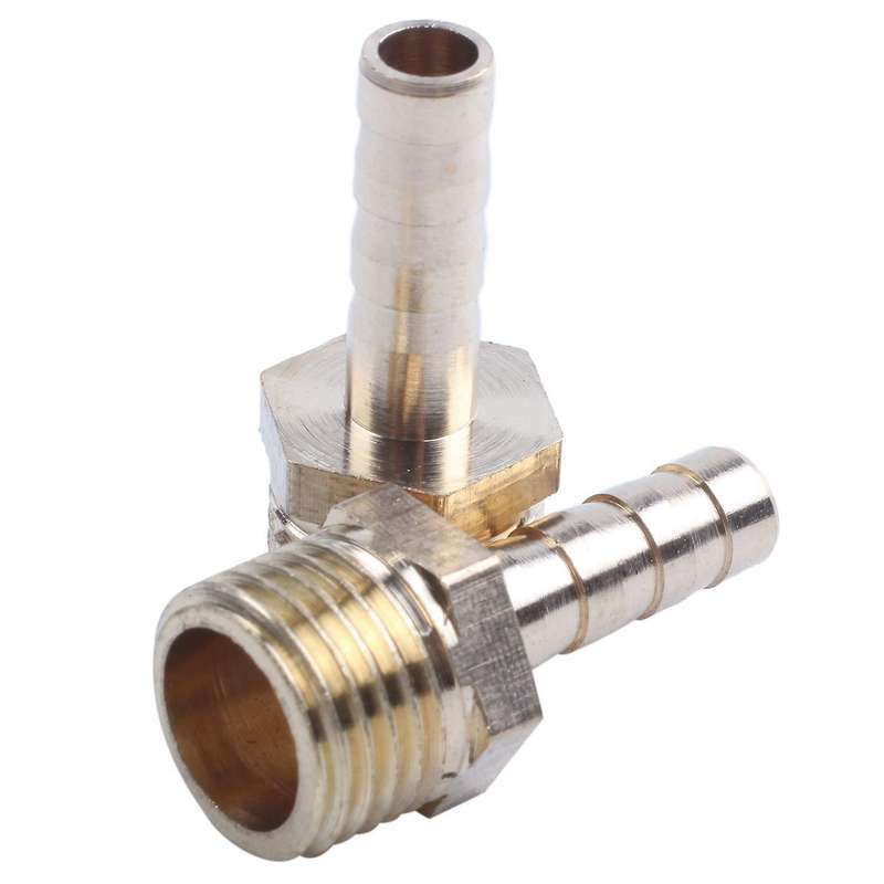 9 Pcs Brass 6mm Fuel Gas Hose Barb 1/4 Inch Male Thread Coupling Gold