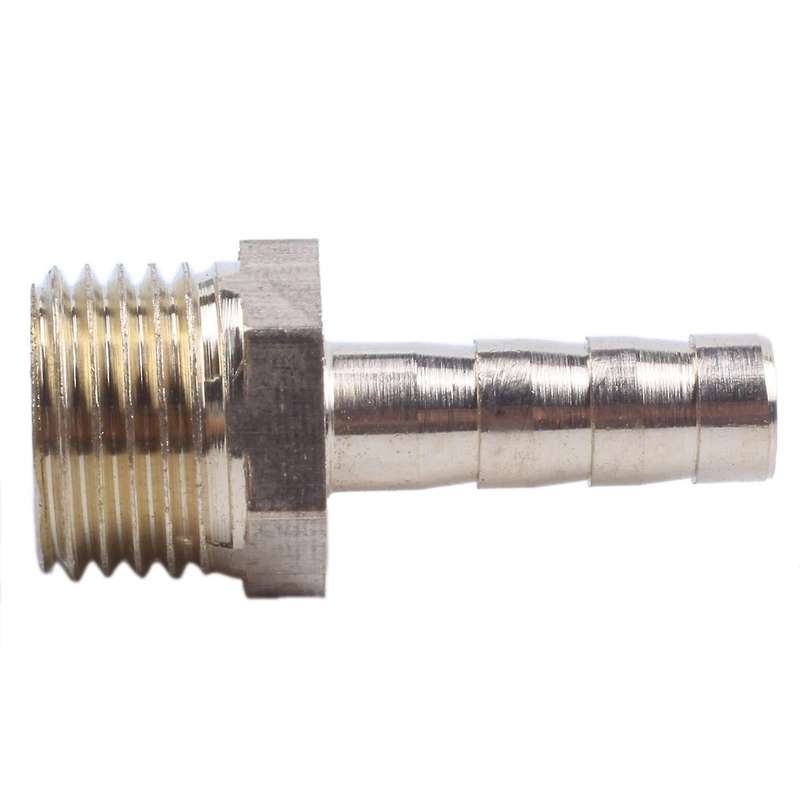 9 Pcs Brass 6mm Fuel Gas Hose Barb 1/4 Inch Male Thread Coupling Gold