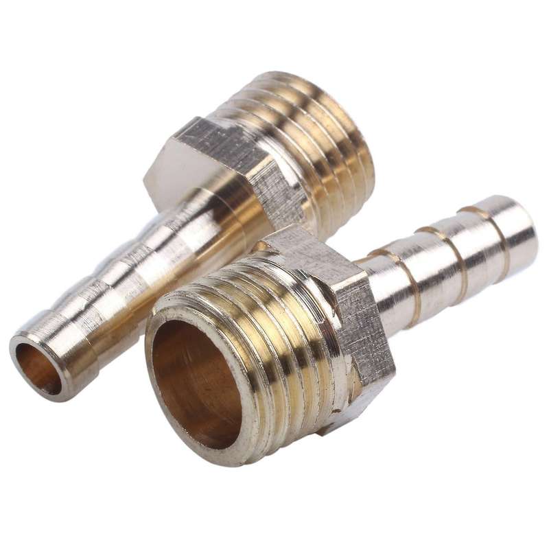 9 Pcs Brass 6mm Fuel Gas Hose Barb 1/4 Inch Male Thread Coupling Gold