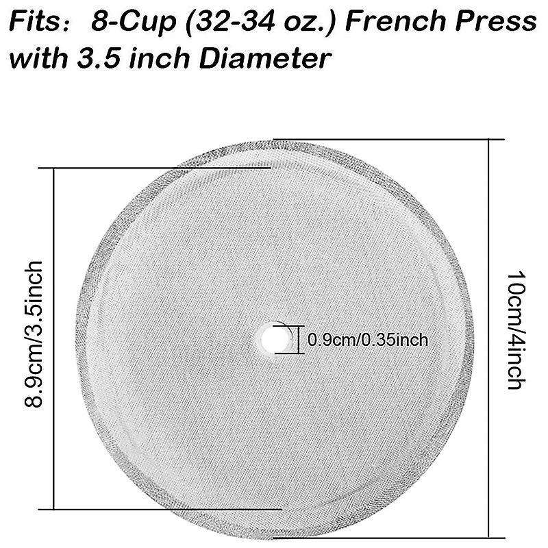2 Packs French Press Filters Mesh Screen for 34 Oz,8 Cup French Press