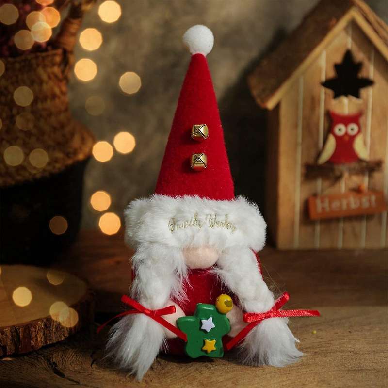 Red Cap Novelty Christmas Gnomes Plush Faceless Doll Home Decor B