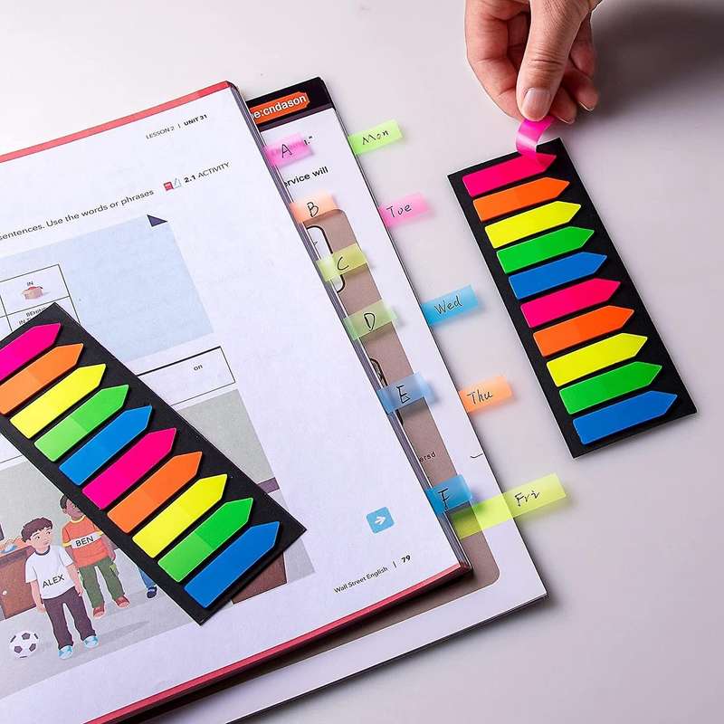 Sticky Note Flags,1200 Pcs Total,pack Of 10 Color Tabs,arrowhead Tabs