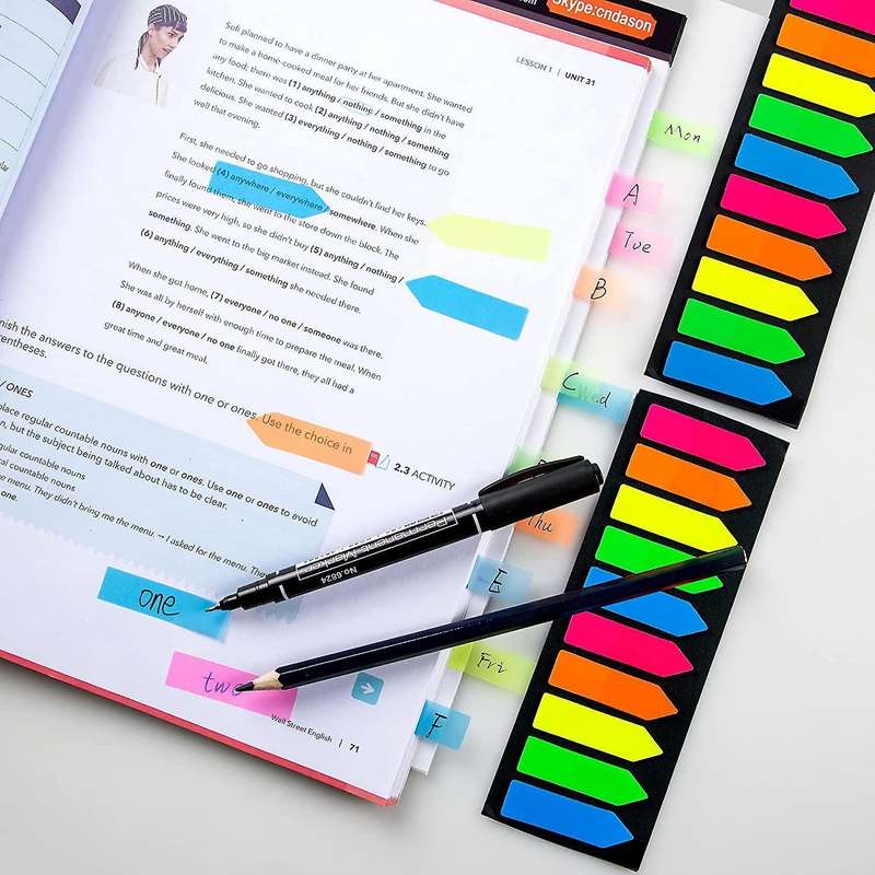 Sticky Note Flags,1200 Pcs Total,pack Of 10 Color Tabs,arrowhead Tabs