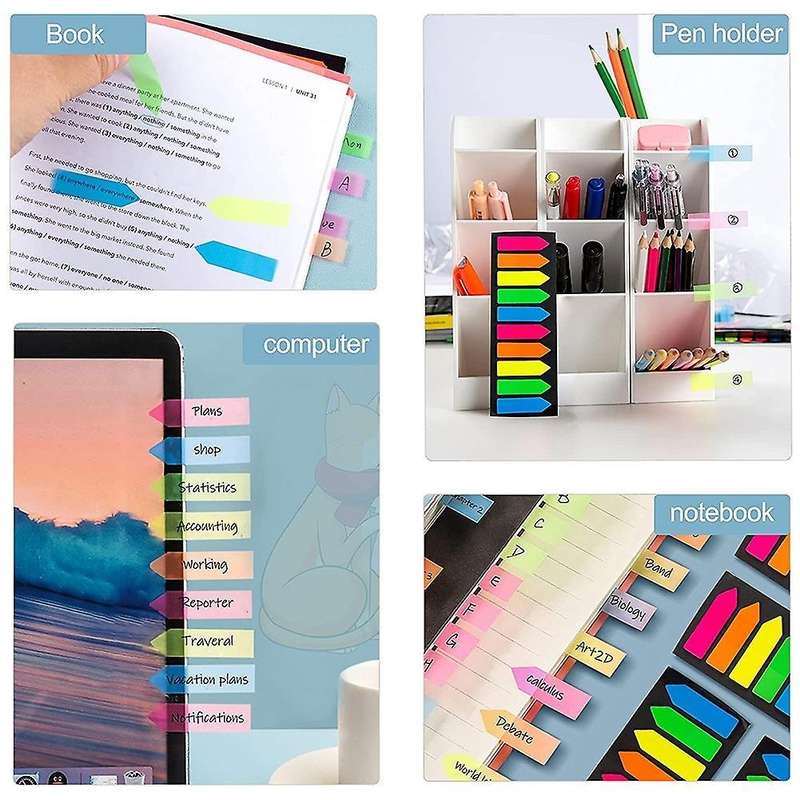 Sticky Note Flags,1200 Pcs Total,pack Of 10 Color Tabs,arrowhead Tabs