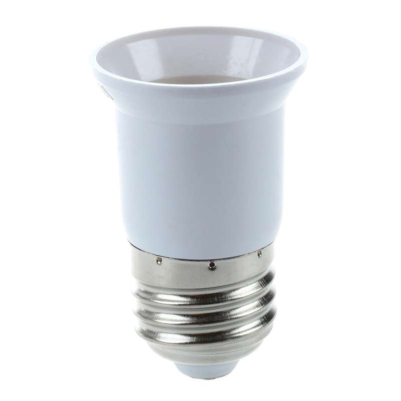 E27 to E27 Bulb Holder Silver Tone White Adapter Extender