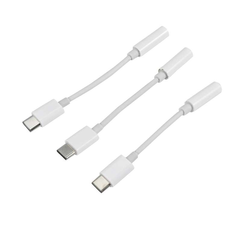 3pcs Type C to 3.5mm Headphone Audio Adapter(black)
