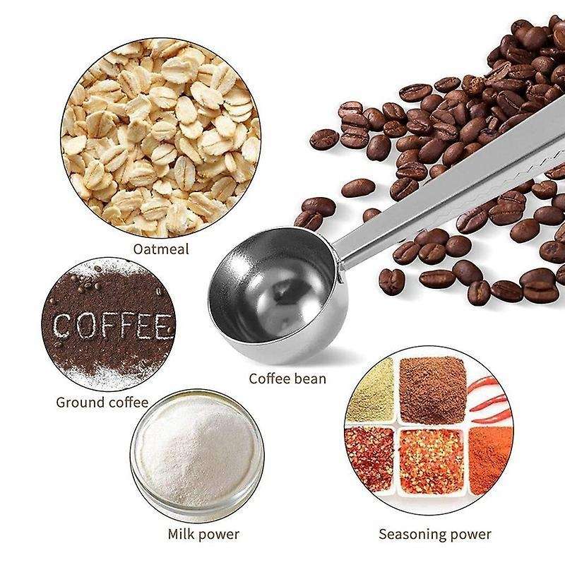 2 In 1 Coffee Spoon with Clip, Multifunction Stainless Steel Spoon