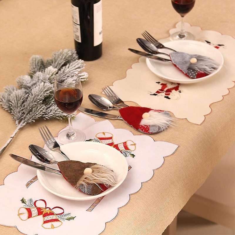 3pcs Christmas Hat Cutlery Rack Fork Spoon Pocket Christmas Bag