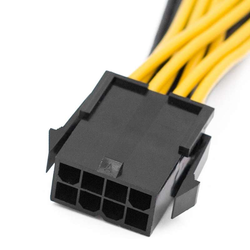2pcs Cpu 8pin 1 to 2 Male 4+4pin Y Splitter Power Cable 18awg 20cm