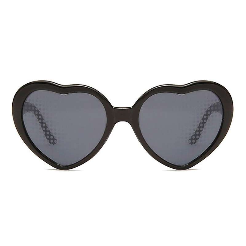 Heart Shape Light Sunglasses for Women Girls Kids Party (black)