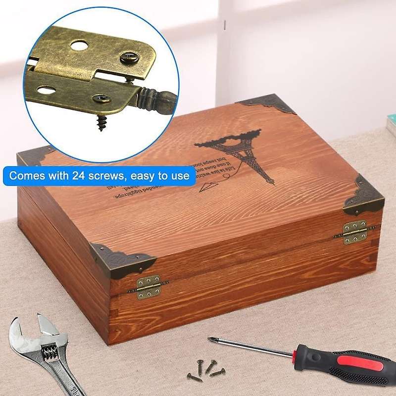 4 Pcs Mini Hinges Antique Bronze Retro 6 Holes Hinges Hardware