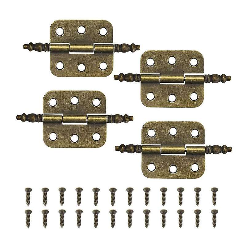 4 Pcs Mini Hinges Antique Bronze Retro 6 Holes Hinges Hardware