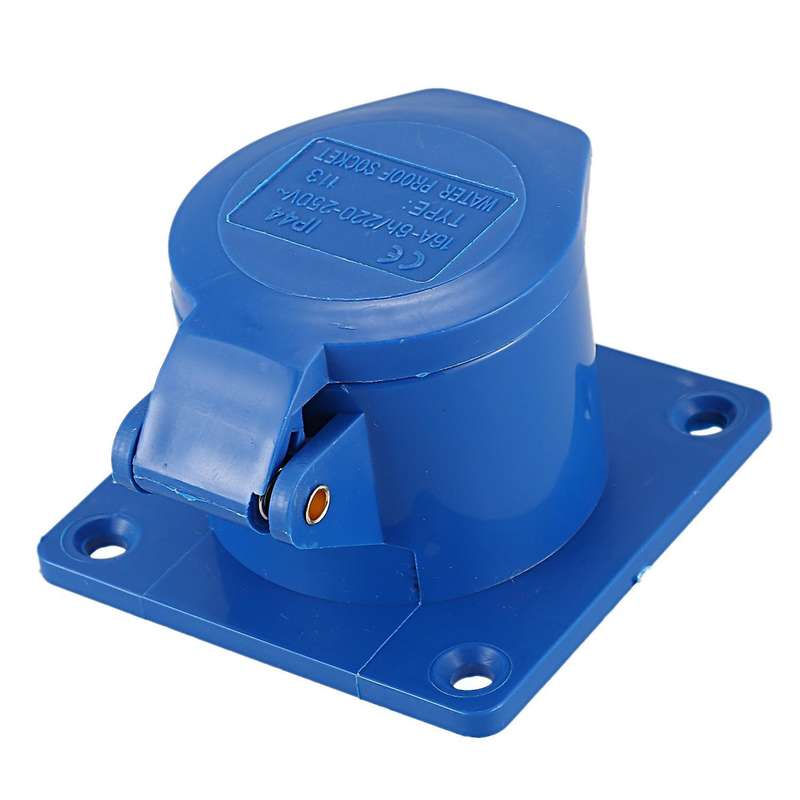 Ac 220-250v 16a 2p+e Iec309-2 Panel Mount Industrial Socket Blue
