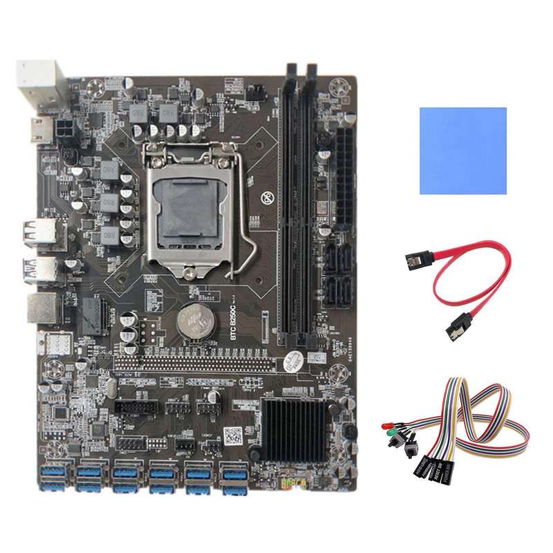 B250c Motherboard+dual Switch Cable with Light+thermal Pad+sata Cable