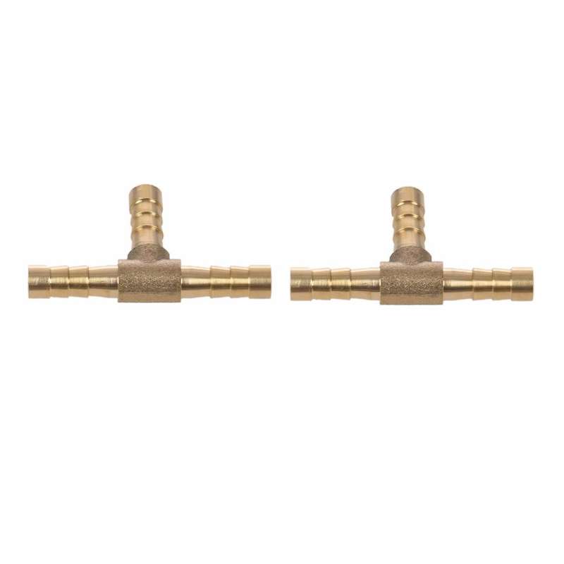 2pcs Air Fuel Water 3-way Brass Tee T Fitting Hose Barb Connector