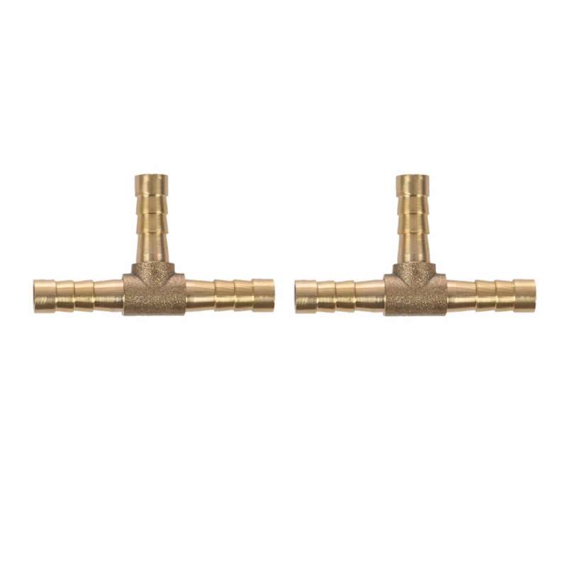 2pcs Air Fuel Water 3-way Brass Tee T Fitting Hose Barb Connector
