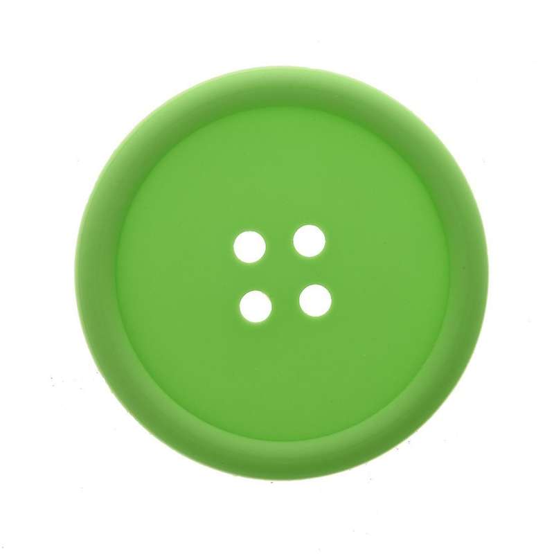 Big Button Silicone Coaster Fun Novelty Design Kitsch Retro Drinks Placemat - Green