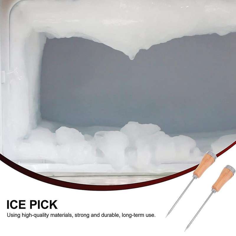 2pcs Ice Picker with Wooden Handle Stainless Steel Tools for Kitchen