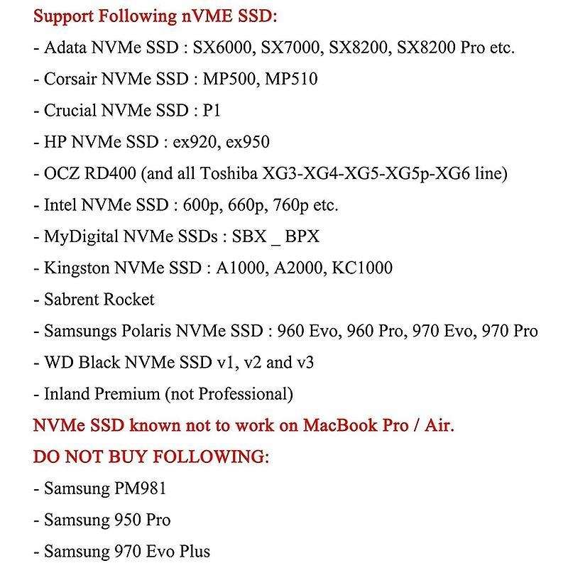 M.2 Nvme Macbook Ssd Convert Adapter for Upgraded Macbook Air Pro