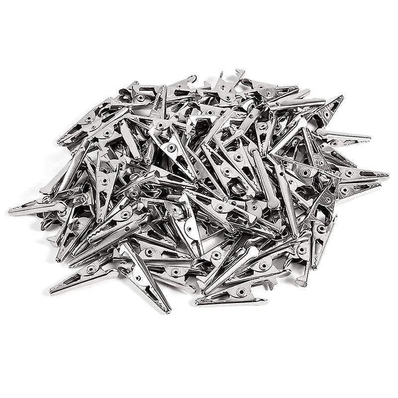 100pcs 1.06in / 27mm Mini Metal Alligator Clips, Crocodile Clamps
