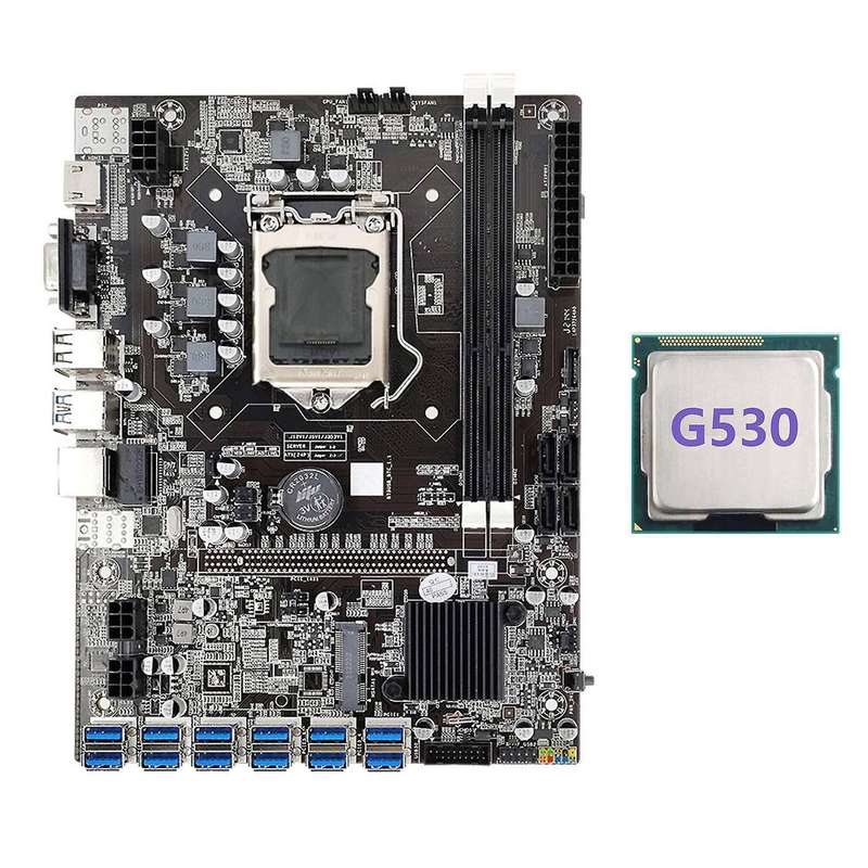 B75 Eth Mining Motherboard with G530 Cpu Lga1155 Msata Support 2xddr3