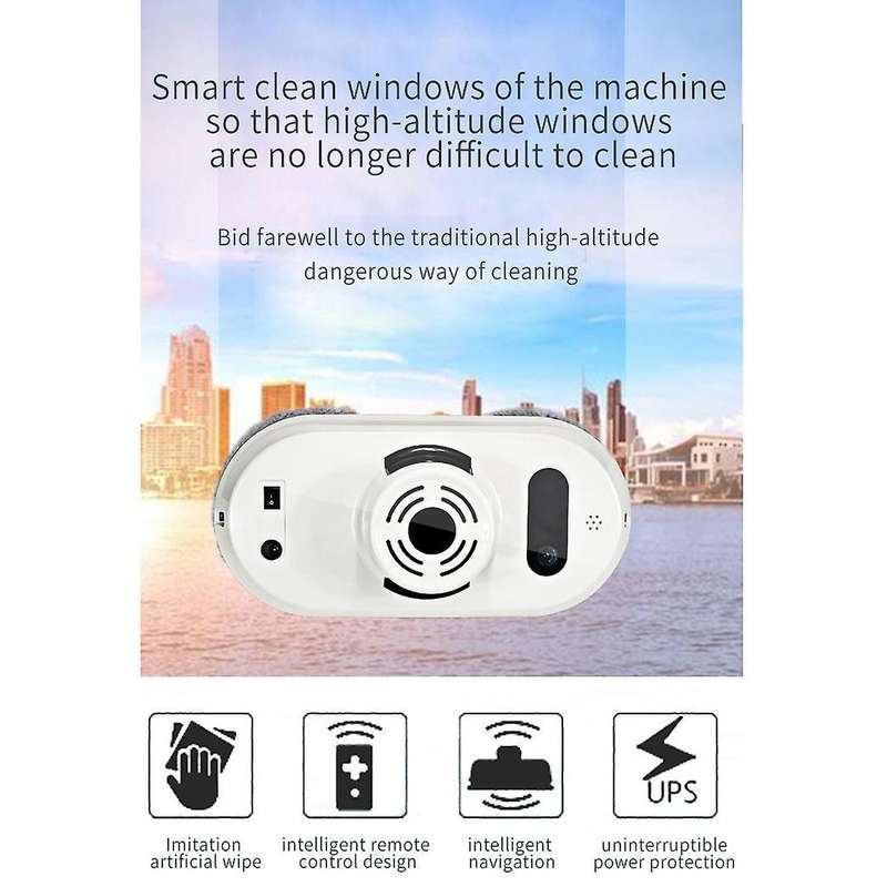 Automatic Window Cleaning Robot for Indoor Outdoor,white,eu Plug