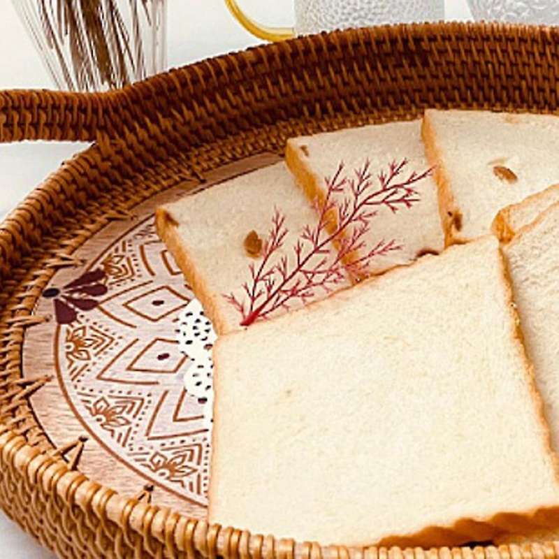 3pcs/set Handmade Woven Rattan Food Basket Fruit Plate Tea Fruit Tray