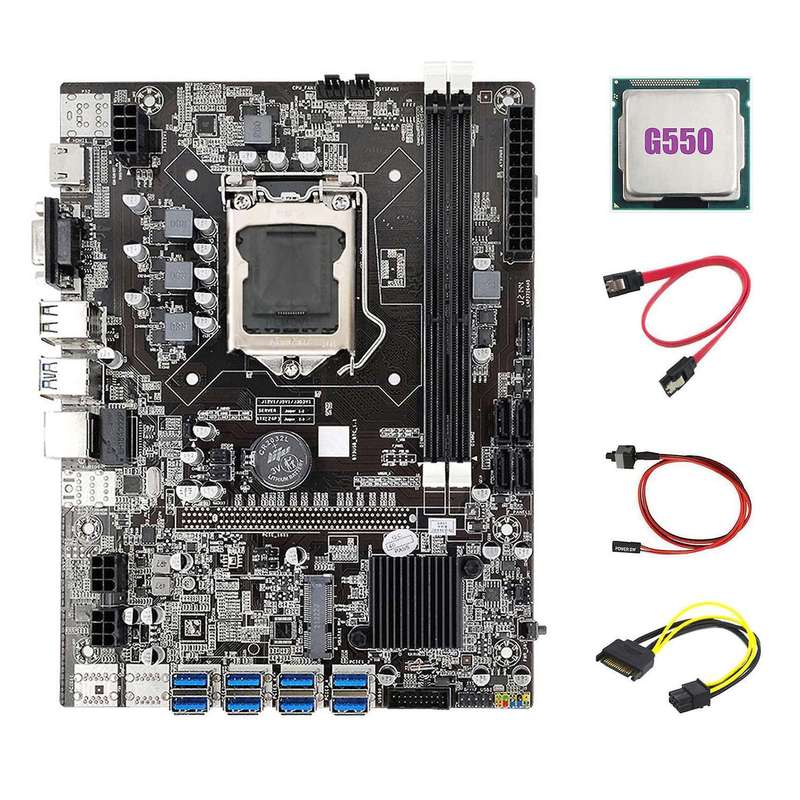 B75 Eth Mining Motherboard +g550 Cpu+sata 15pin to 6pin Cable
