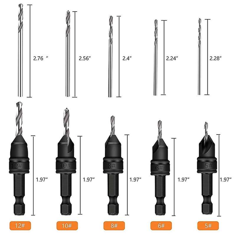 5piece Of 3/8-inch 82 Chamfer Drill Bits,sink Hole Drilling Tool Kit