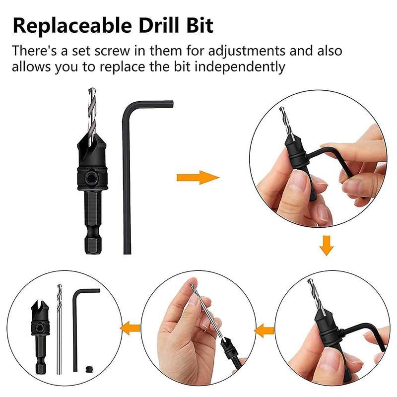 5piece Of 3/8-inch 82 Chamfer Drill Bits,sink Hole Drilling Tool Kit