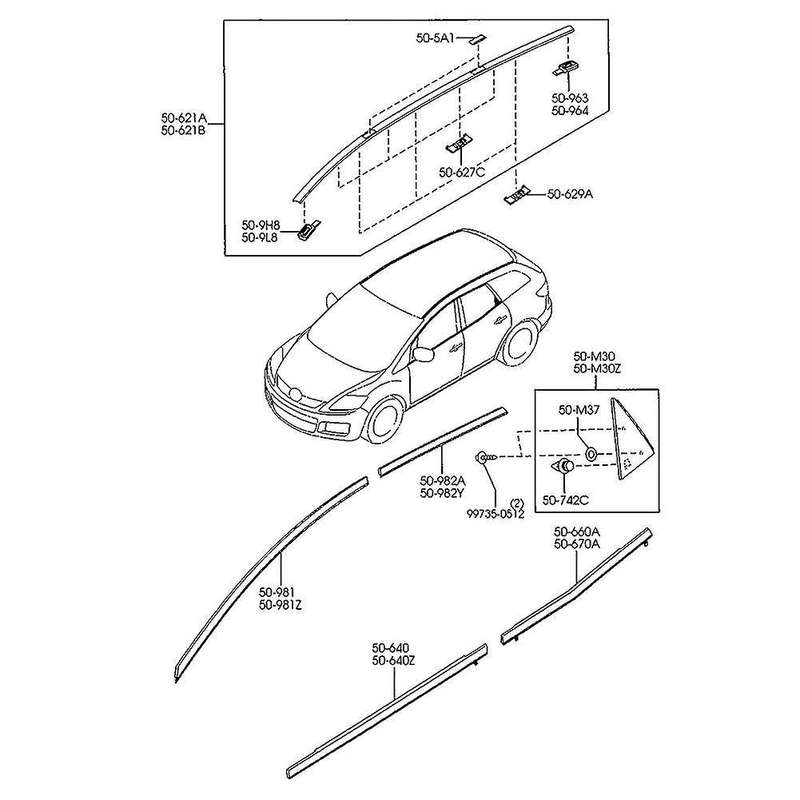 4pcs Roof Cap Drip Moulding Trim for Mazda 2 De 2007-2014