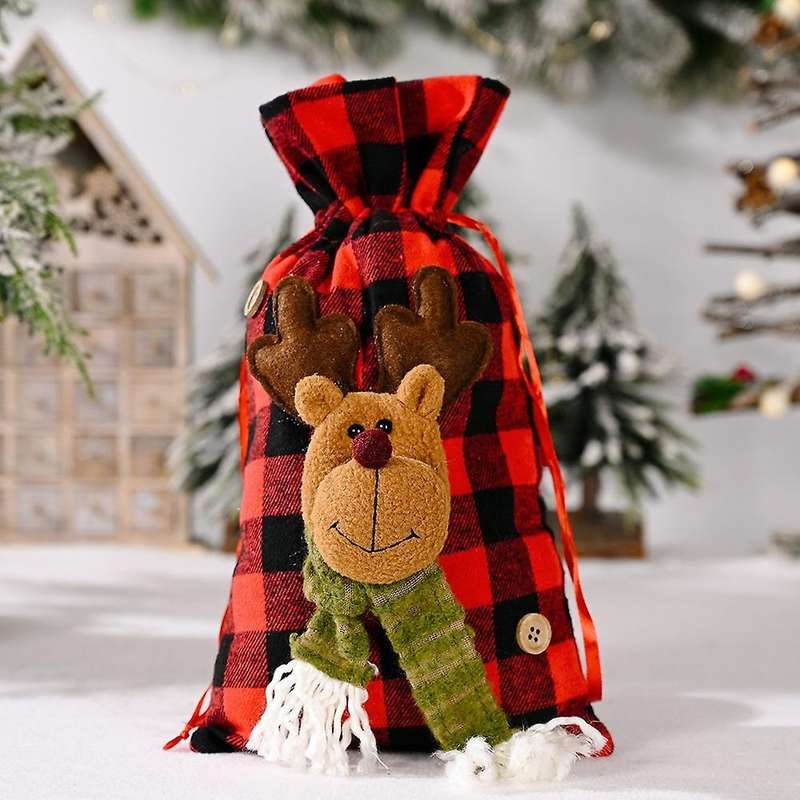Christmas Drawstring Candy Bags Apple Bags Biscuit Bags, Elk