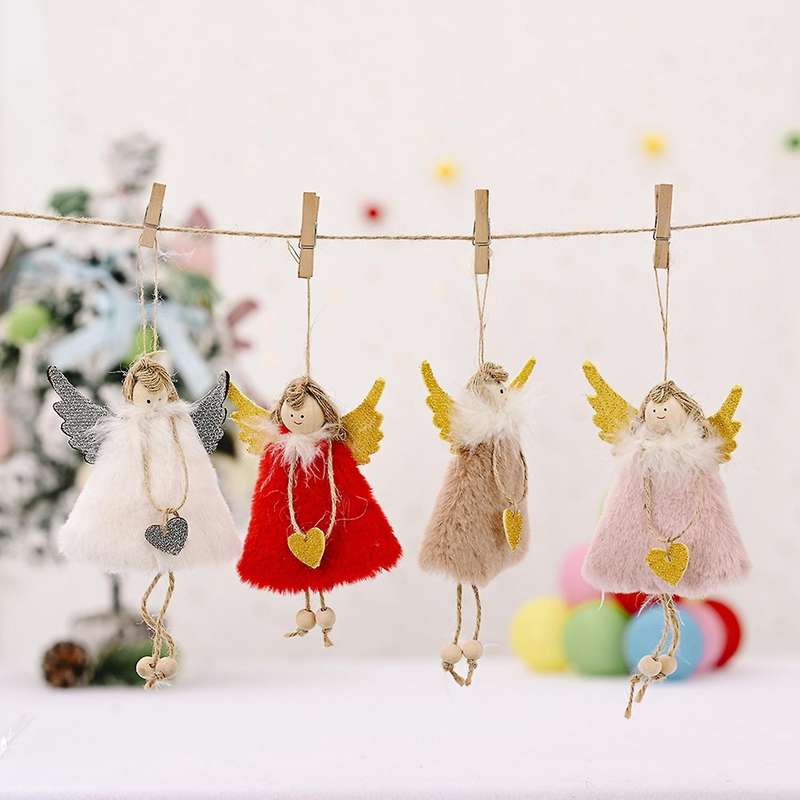 Christmas Angel Doll Hanging Ornaments Xmas Tree Decor Pink