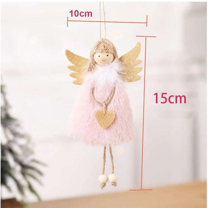 Christmas Angel Doll Hanging Ornaments Xmas Tree Decor Pink
