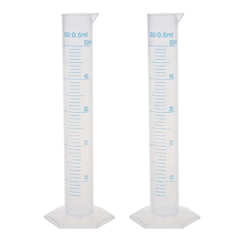 2x Height Of 17cm Graduated Cylinder 50ml Plastic