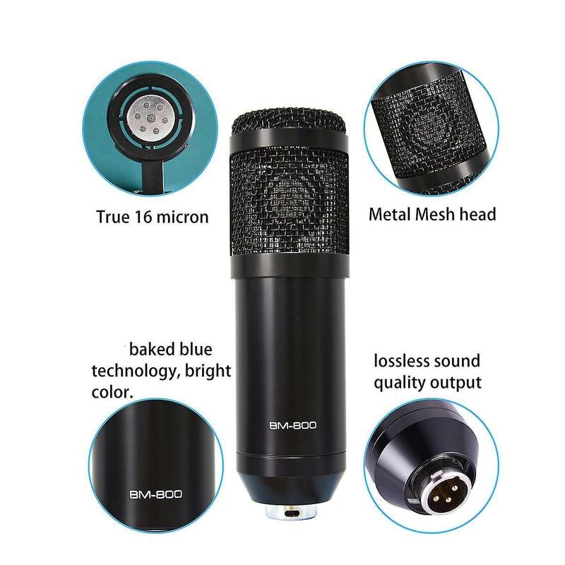 Condenser Microphone Bm800 V10 Pro Sound Card for Pc (gold)