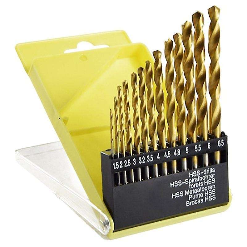 13pc 1.5-6.5mm Round Shank Twist Drill Bit Set